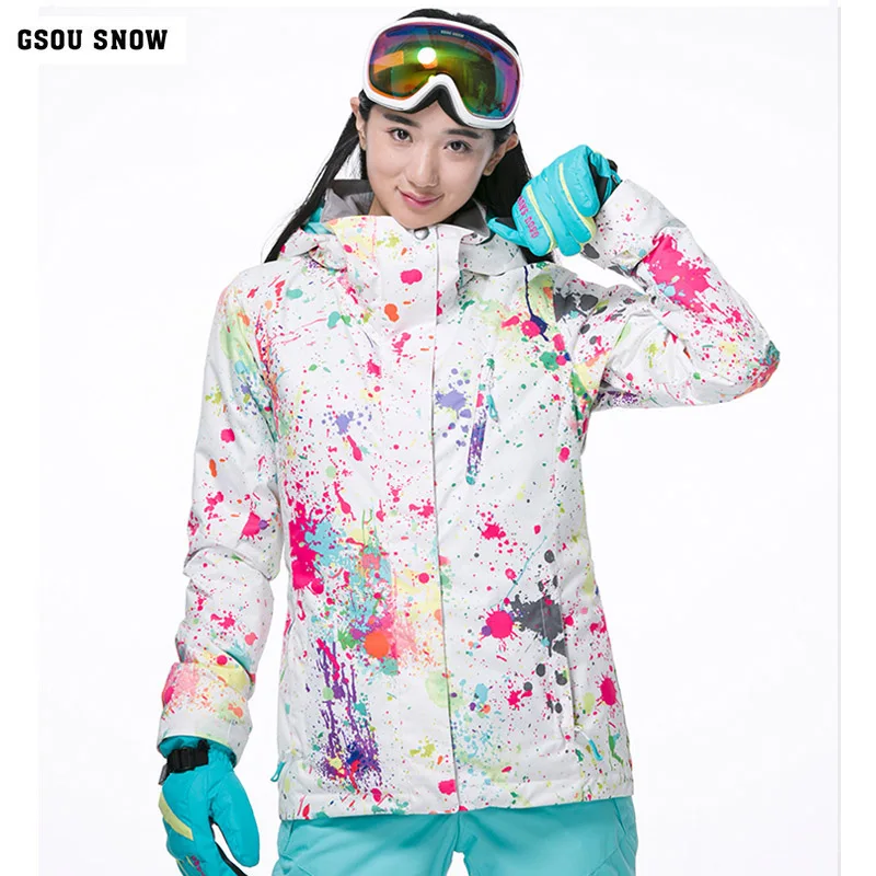 Gsou Snow лыжный костюм женский зимний теплый-30 Открытый ветрозащитный водонепроницаемый спортивный сноуборд куртка Размер XS SML