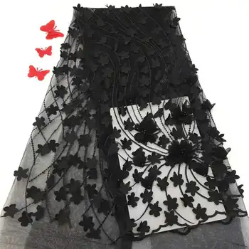 

2019 New arrival Black African French lace fabric high quality Guipure lace fabric sbeads embroidered tulle lace fabric white