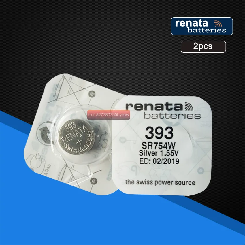 2 упаковки renata оксид серебра батарейки для часов 393 SR754W серебро 1,55 V кнопки батареи