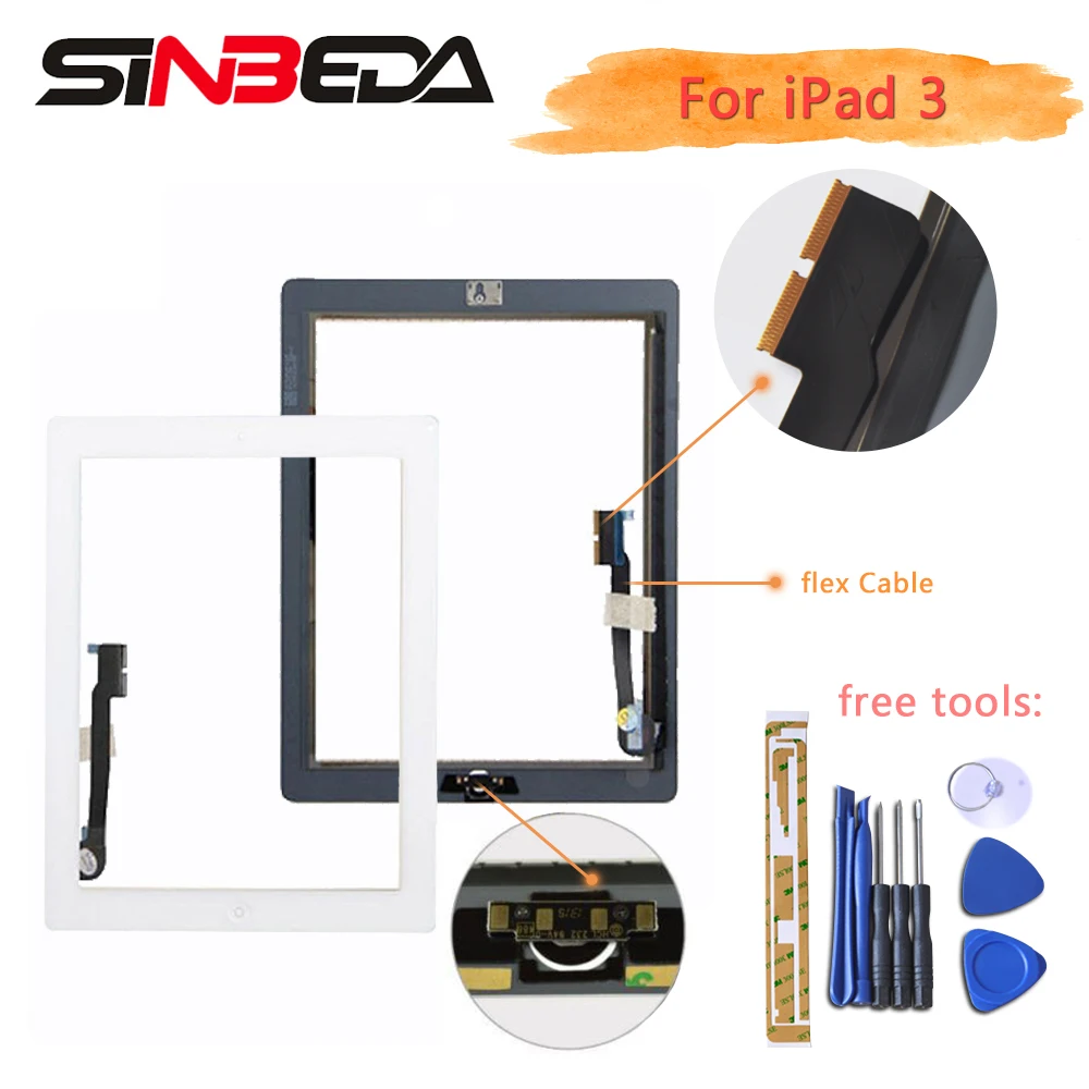 Сенсорный экран Sinbeda для iPad 2 A1396 iPad 3 iPad 4 Tactil сенсорный экран для iPad 2/3/4 экран с кнопкой Home A1395 A1403