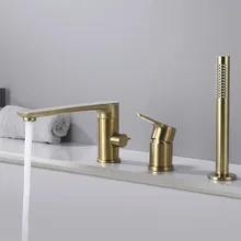 Матовое золото/черный/хром Ванная комната Смеситель кран для ванны, душа набор бортике воды для душа с ручным душем