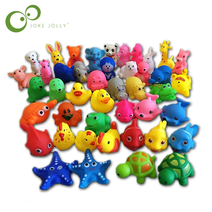 

13Pcs Lovely Mixed Animals Colorful Soft Rubber Float Squeeze Sound Squeaky Bathing Toy For Baby GYH