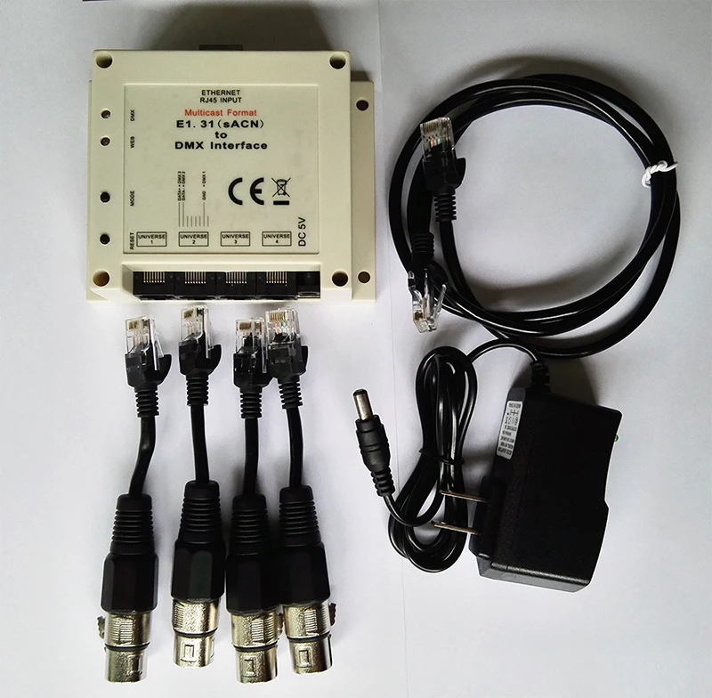 

E1.31 (sACN) to DMX Interface / Bridge Compatible for ChamSys MagicQ Madrix Luminair 4 DMX512 Universes output 2048 DMX channels