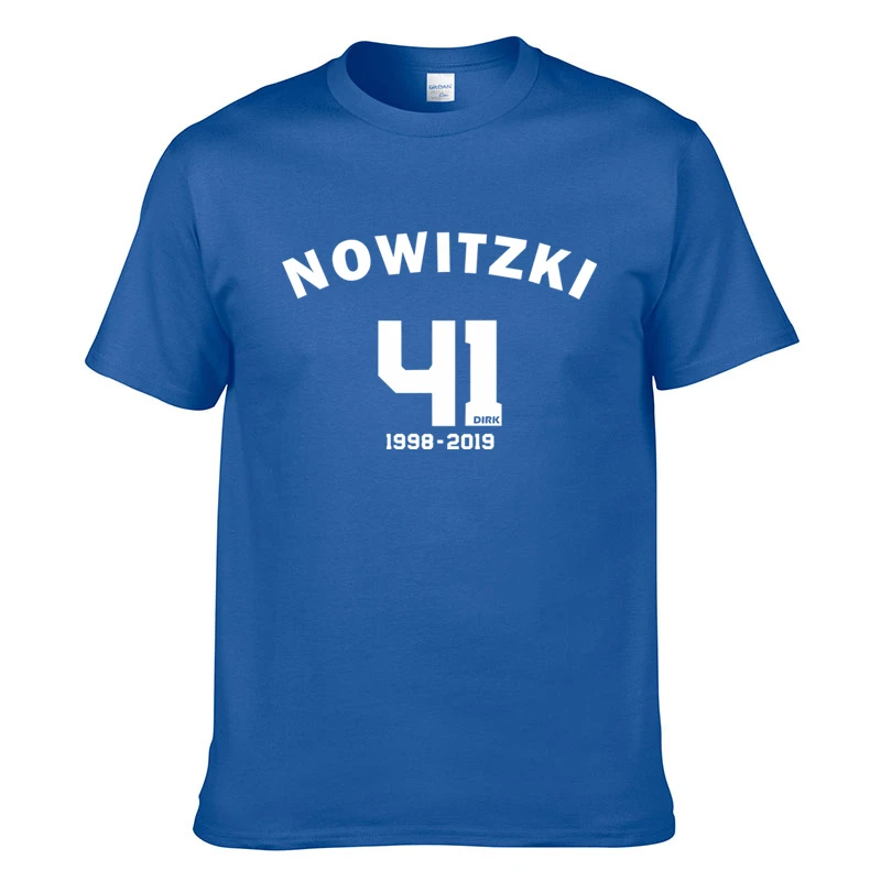 2019 Новая мода Nowitzki вентиляторы Хлопковые Футболки Dirk Баскетбол карьера памятный
