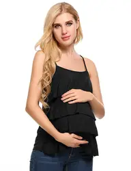 Новый беременных женщин камзол Раффлед нерегулярные без рукавов костюм для кормления грудью Мать Топы платье для кормления