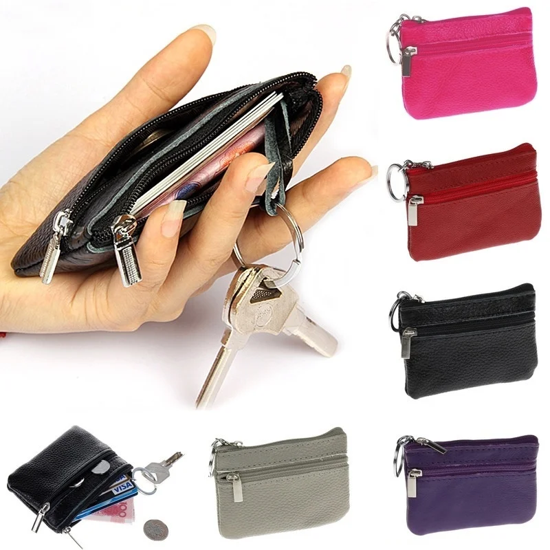 Hot Fashion 1Pcs Women Men PU Leather Zip Coin Purse Mini Money Wallet Key Pouch Gift Travel ...
