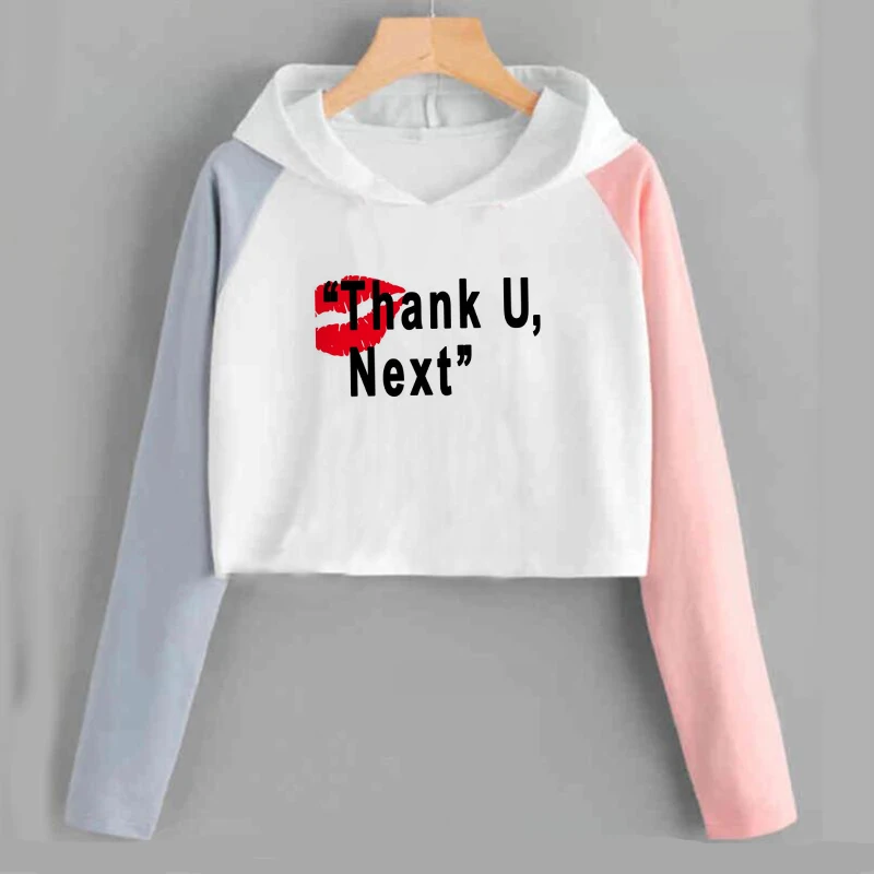 

Ariana Grande Crop Top Sweatshirt Thank U Next Cropped Hoodies Harajuku Kawaii Funny Graphic Printed Kpop EXO Monsta X Bt21