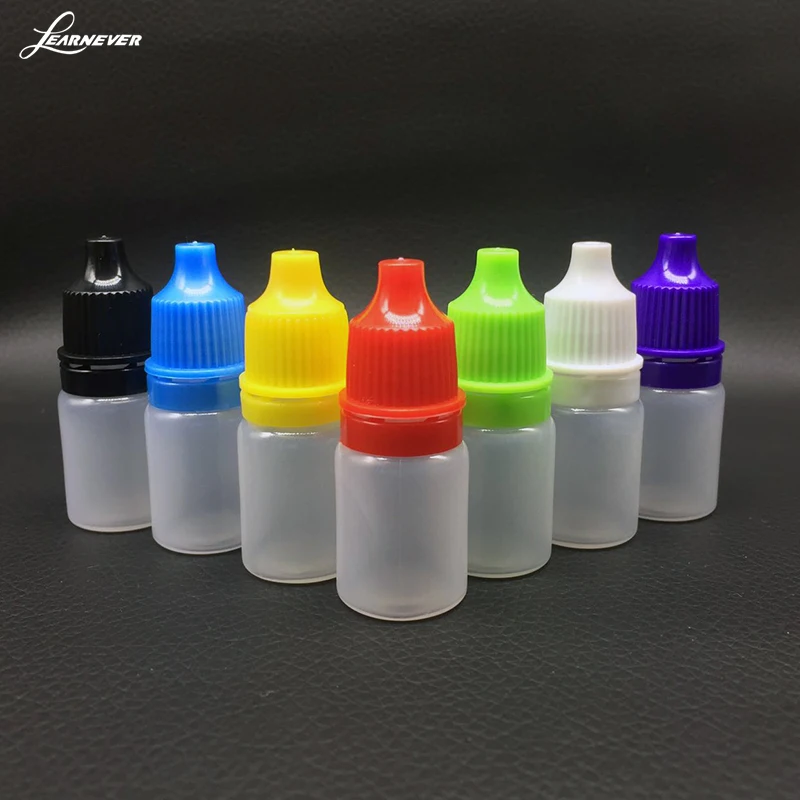 5/15/15ml 10PCS Eye Drops Bottle Small Drop Bottles Small Plastic Empty Storage Case Lid Color