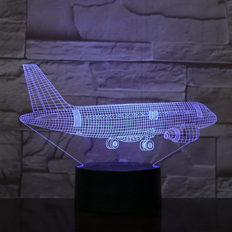 

3D Abstract Plane Airplane Airbus Night Light 7 Color Change Table Desk Lamp Home Decoration Toy Brithday Xmas Kid Children Gift