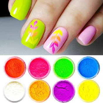 

12 Colors Neon Pigment Nail Glitter Fluorescence Gradient Powder Nails Summer Glitter Dust Nail Art Decorations SF3079