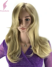 Yiyaobess 45cm Long Ombre Blonde Wig Heat Resistant Synthetic Dark Roots Natural Hairline Wavy Hair Wigs For White Women Yiyaobess 45cm Long Ombre Blonde Wig Heat Resistant Synthetic Dark Roots Natural Hairline Wavy Hair Wigs For White Women