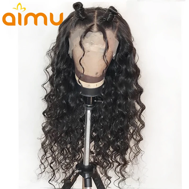 Прозрачный HD кружевной передний 13*6 волна воды человеческие волосы парик для черных женщин Remy бразильские невидимые предварительно сорванные отбеленные узлы Aimu