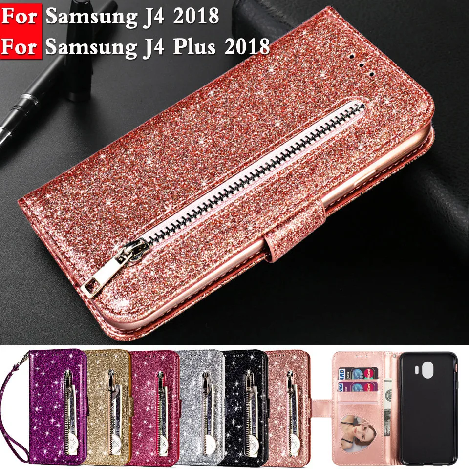 

Luxury Bling Glitter Case For Samsung Galaxy J4 Case Leather Wallet Phone Case Samsung Galaxy J4 Plus 2018 Wallet Flip Cover