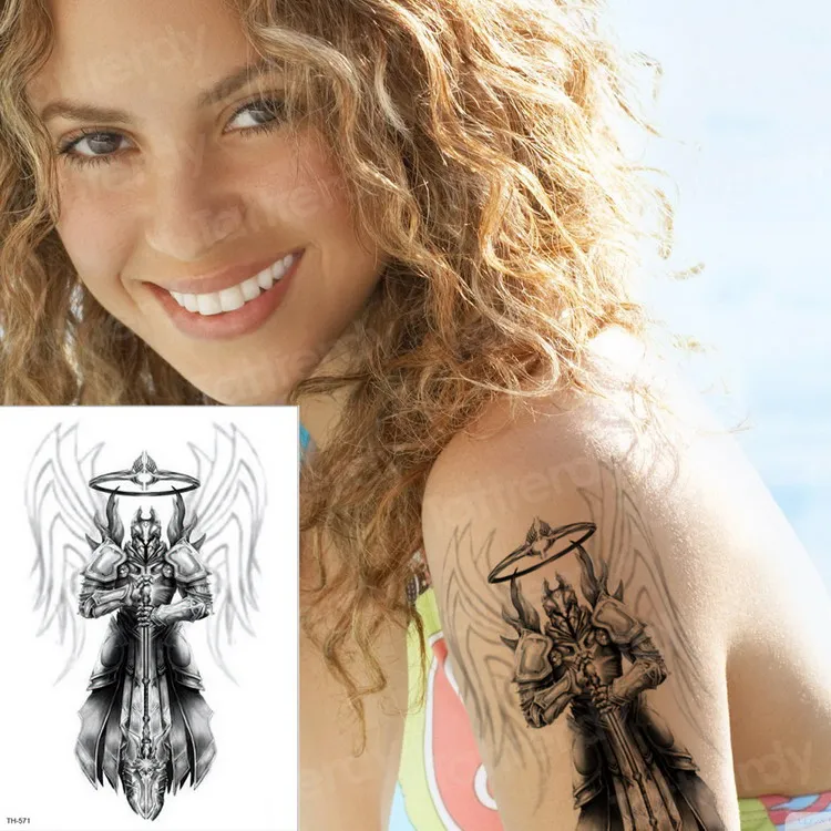 Временные татуировки наклейки черные крылья Переводные татуировки на водной основе& боди-арт тату для женщин мужчины тату-рукава бедра обратно сексуальные - Цвет: TH571