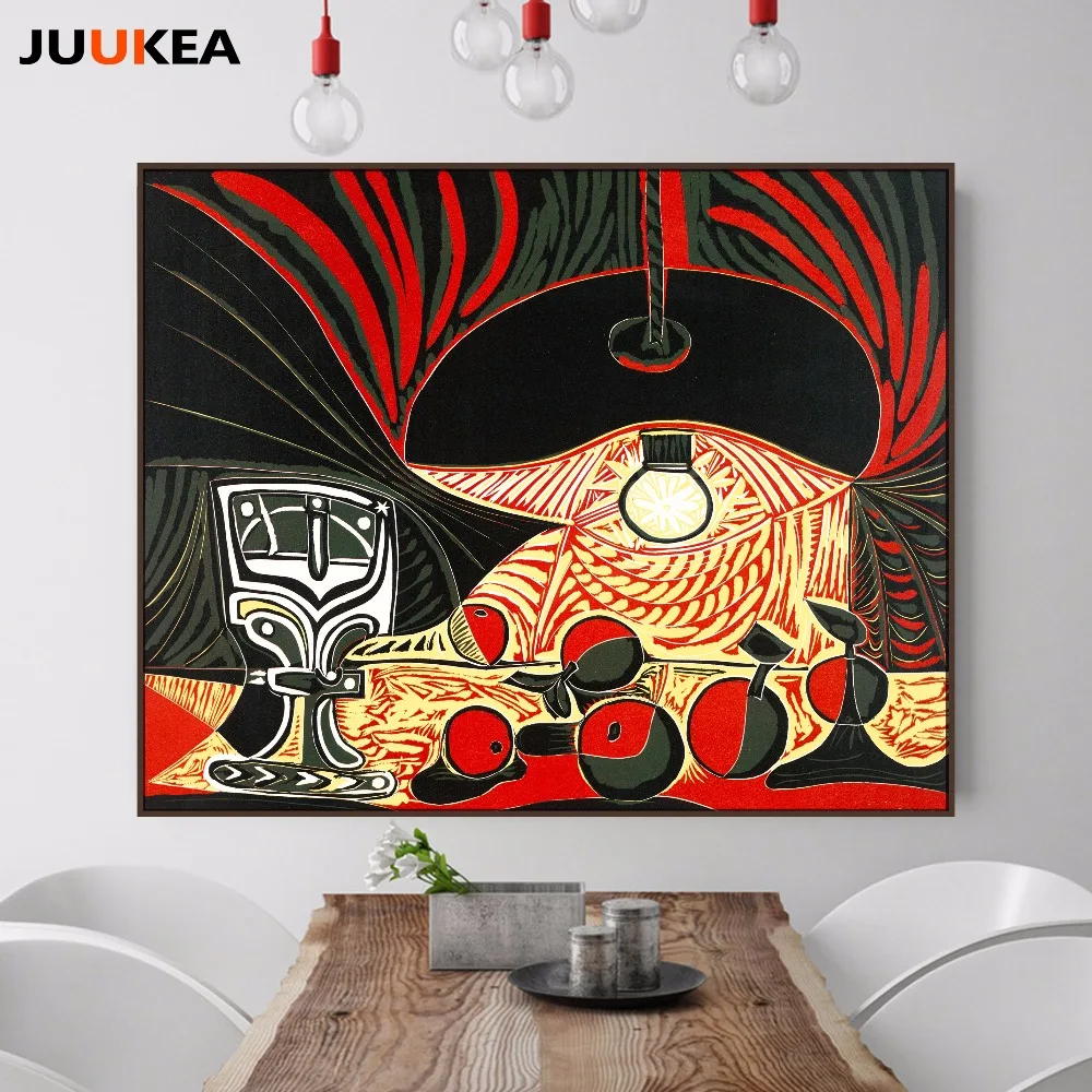 Pablo Picasso Still Life With Glass Under The Lamp, Oil Painting Print On Canvas Art, Wall Pictures For Living Room, Home Decor