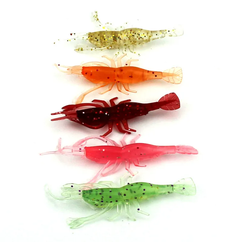 

20 parts / los 80mm Lifelike Fishing Lures Soft Artificial shrimp bait soft curls Hook shrimp soft bait Lure Souple Pesca