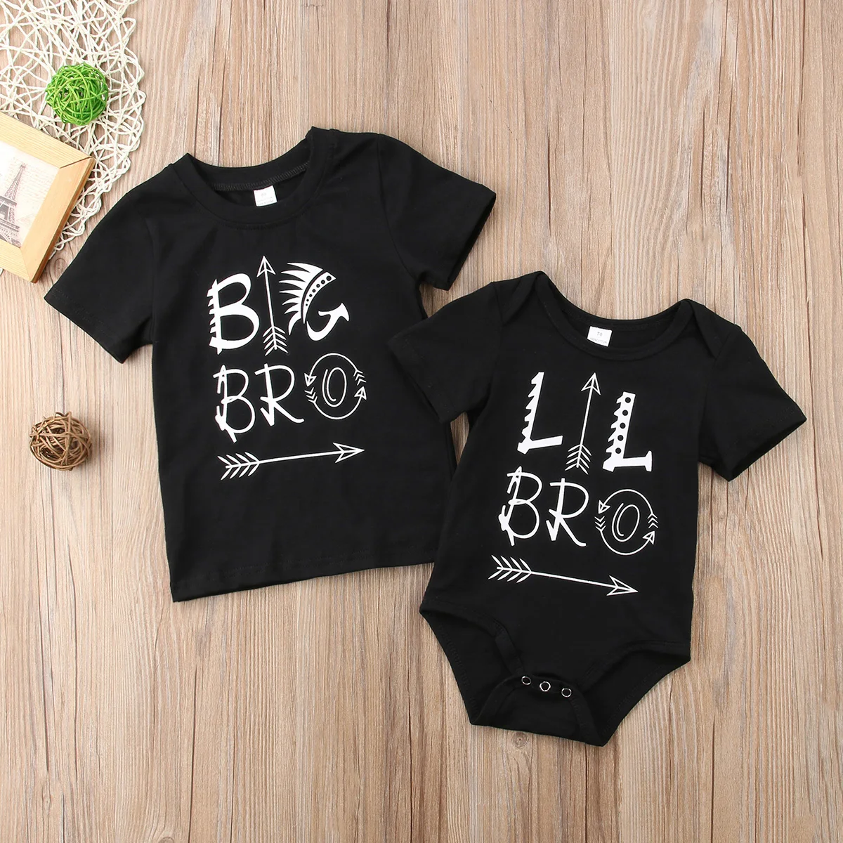 Фото Комбинезон для маленьких мальчиков с надписью Little Big Brother повседневная одежда