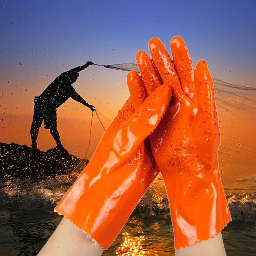 

A Pair Anti-Slip PVC Coated Working Gloves Oil Resistant Acid Resistant Chemical Safety Gloves for Industrial Work