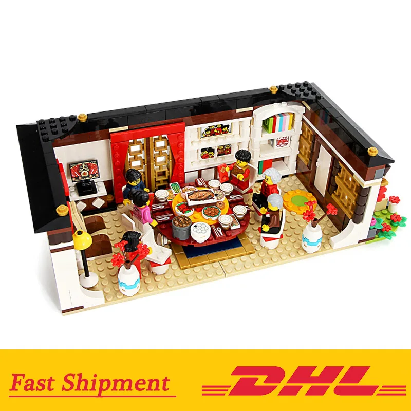 

46001 Creative Toys compatible With Legoing 80101 Chinese New Years Eve Dinner Set Building Blocks Bricks Architecture Kid toys