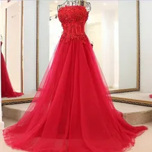 Neue Design Langen Roten Abendkleid Liebsten Perlen Blume Spitze tüll A Line 2017 Volkspartei Kleid Vestido de Festa benutzerdefinierte