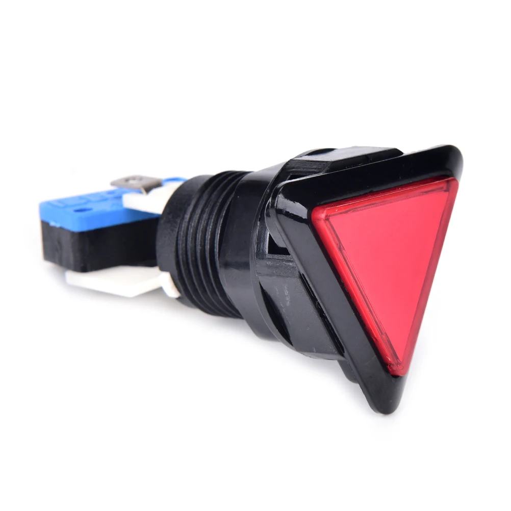 Горячая 1 шт. 12 в треугольник светодиодный кнопка для игровых автоматов черный круг с подсветкой с микропереключателем 5 цветов - Цвет: Красный