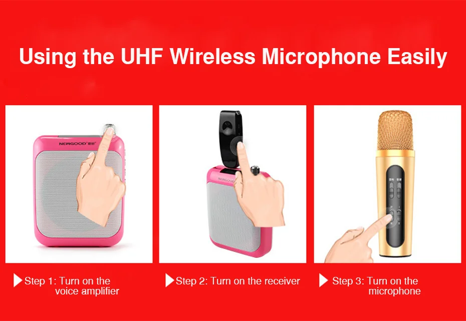 ECHO Karaoke Microphones Handheld UHF wireless microphone mic systems for phone teaching stage voice amplifier speaker (11)