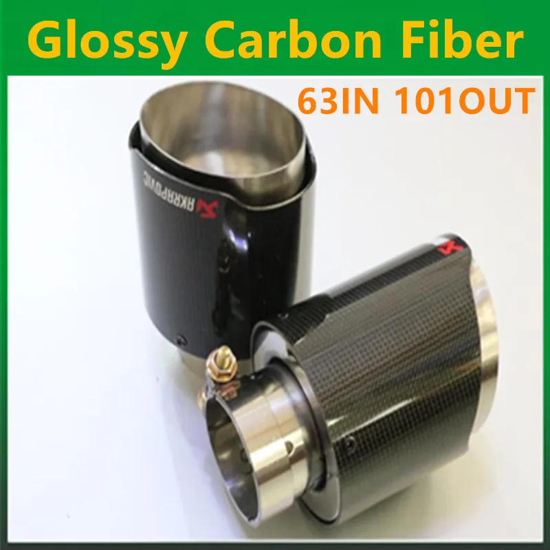 

2019 NEW Glossy carbon fiber Akrapovic carbon Exhaust Tip inlet 2.5'' outlet 4'' car-styling exhaust exhaust pipe muffler tip