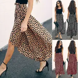 2019 женский леопардовый принт обертывание над Aysmmetric юбка высокая Талия Длинные макси сексуальные юбки женские s Midi винтажные женские миди