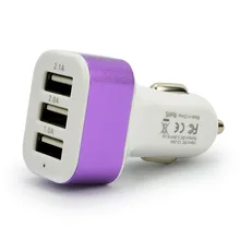 Car Charger with Led Light Triple 3 Ports 3-USB Universal Mini Adapter for Smart Phone GPS Top Quality Vehicle Charging Tools
