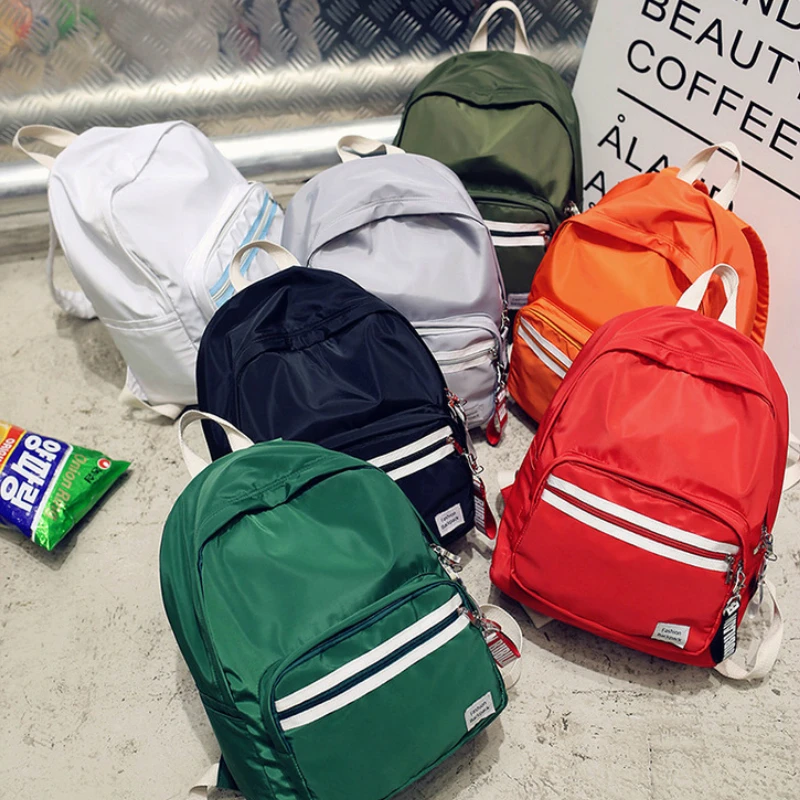 

2017 Autumn Winter New Hot Fashion Women Female Casual Simple Stripe Letters Man Male Students School Backpacks Shoulder Bags