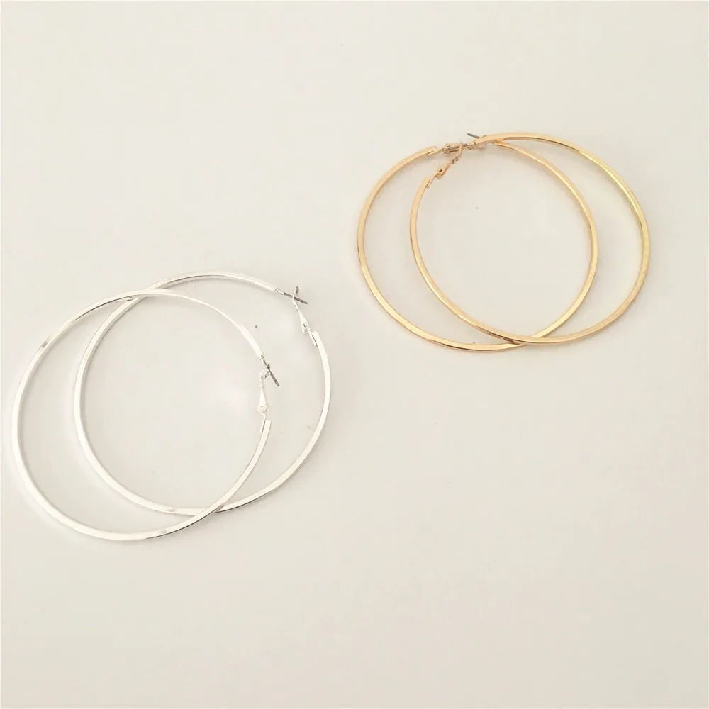 Повседневные позолоченные или Серебристые серьги-кольца большого размера для женщин