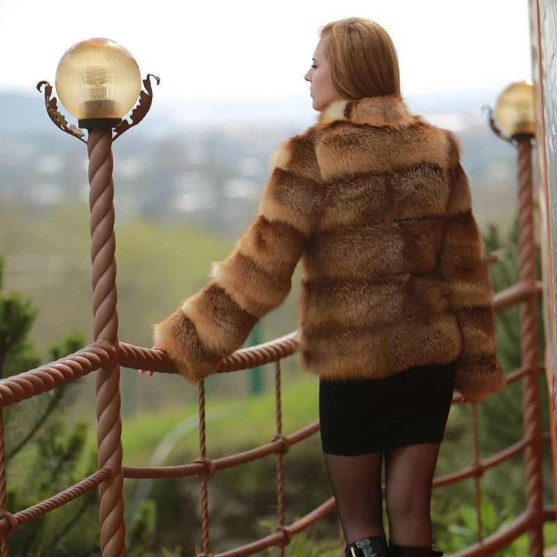 Tatyana Furclub, Новое поступление, натуральное меховое пальто для женщин, натуральный красный Лисий мех, куртка, длинная съемная верхняя одежда, толстые теплые парки, модные