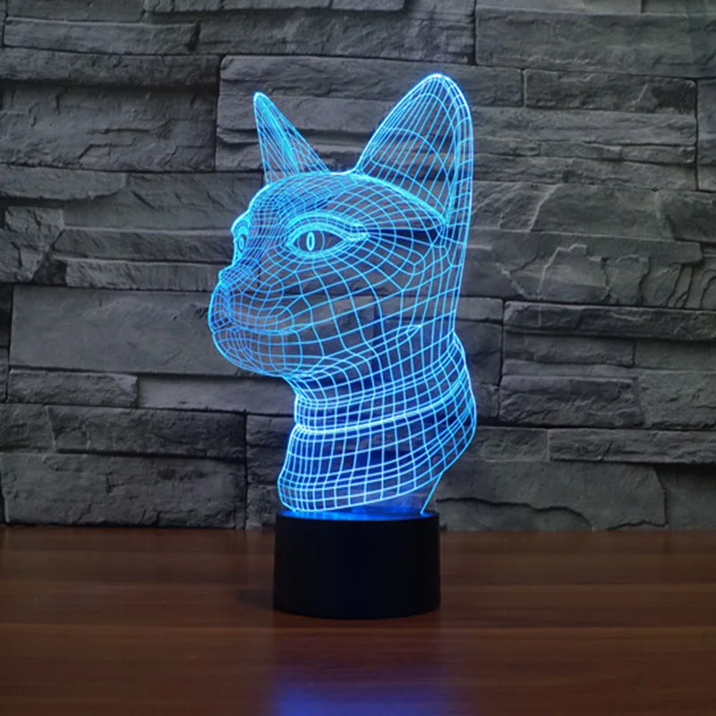 Color Changing Night Light Cat Indoor 3D led bulb Light From China USB