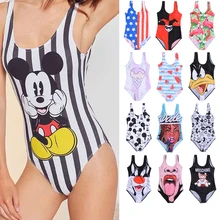 17 моделей мультяшных стилей, Женский сдельный купальник, 3D принт, купальники, цельные костюмы, полный костюм для плавания, цельный купальник