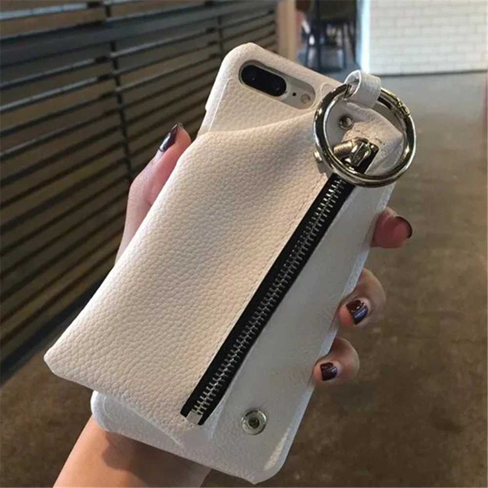 Роскошная кожа кошелек на молнии чехол для телефона с кольцом iPhone 6 6s Модный