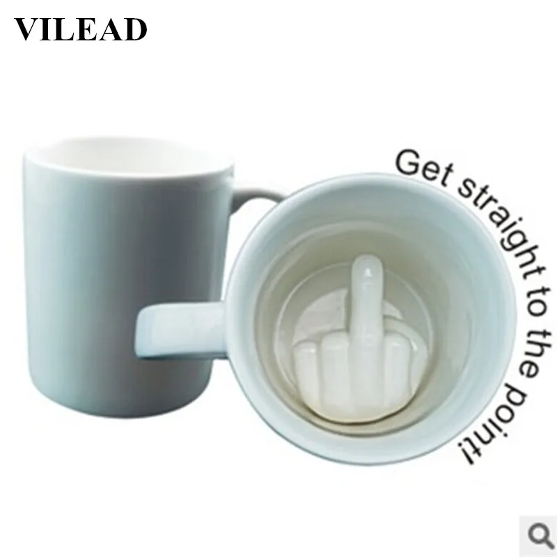 

VILEAD Ceramic Coffee Mug Funny Middle Finger Cup Creative Porcelain Milk Mug Cup Hangrip Anti-heat Water Cup Novelty Gifts