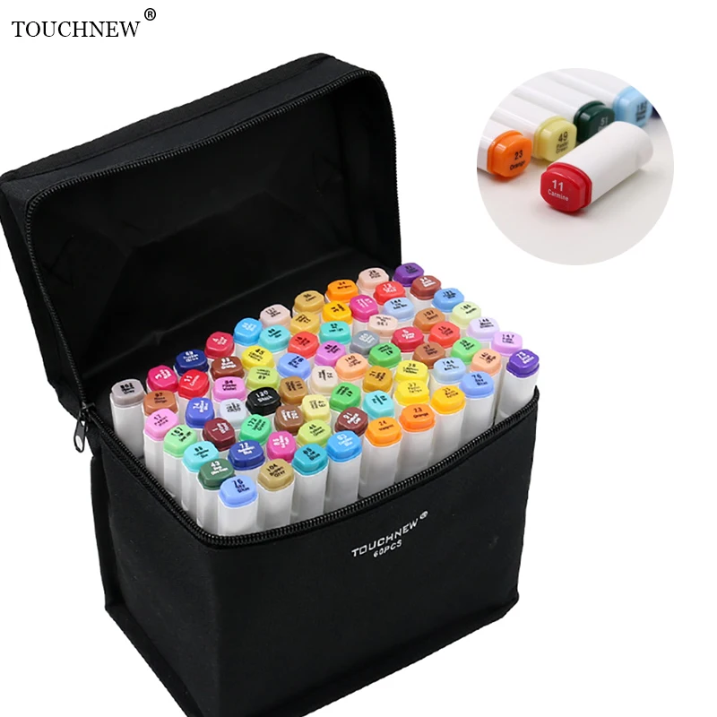 

TOUCHNEW T6 Dual brush oil alcohol based 168 Color set sketch markers dibujo manga rotuladores colores pen art supplies