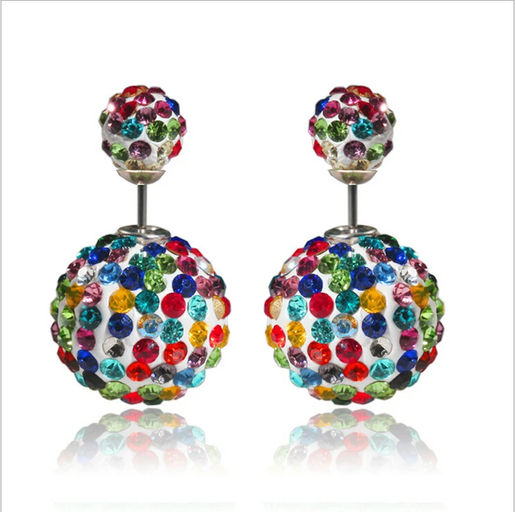 

New Vintage crystal Pearl Rhinestone Earrings Fashion wedding New Big Double Pearl Stud Earrings For Women