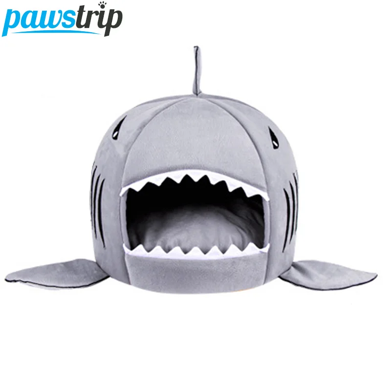 pawstrip 3 Colors Cartoon Shark Dog Bed House Winter Warm Cat Bed Detachable Wash Chihuahua Small Dog House Cama Perro