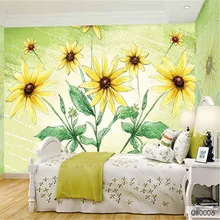 Пользовательские 3D печать DIY ткань и текстильные обои для стен тканевые фотообои абстрактный Подсолнух моющийся матовый шелк для спальни хорошо