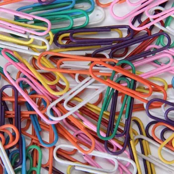 

Wholesale Cheap and Good quality 100Pcs Colorful Plastic-Coated Paper Clips Color Assorted Office Stationaries
