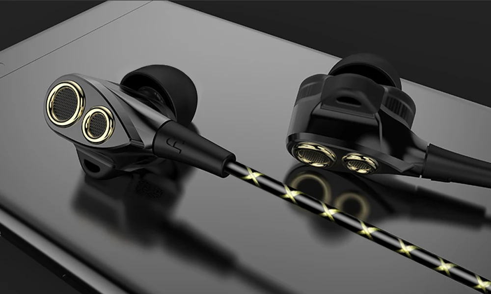 CBAOOO DT100 наушники-вкладыши HIFI спортивные стерео бас наушники 4 колонки гарнитура 3,5 мм проводные наушники для xiaomi iphone телефон