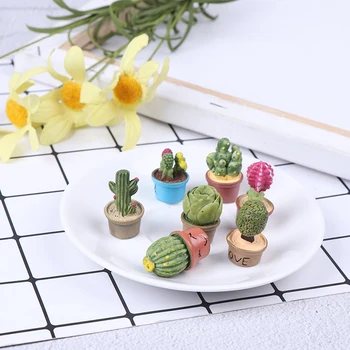 

1:12 Home Decor Succulent plants Mini Hot Sale Miniature Green Plant In Pot For Dollhouse Furniture Decoration