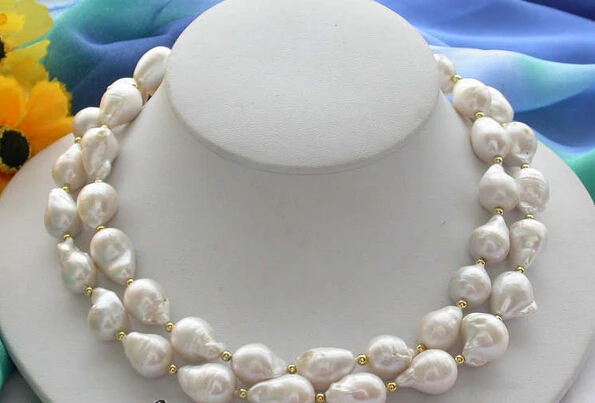 

Jew3109 32" baroque drip white KESHI REBORN PEARL NECKLACE