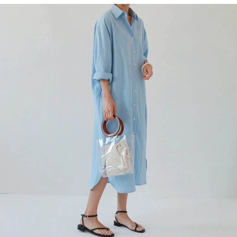 

Long shirt dress women spring autunm Korean Retro Design long sleeve cotton blouse loose fashion Mori girl Runway Vestidos
