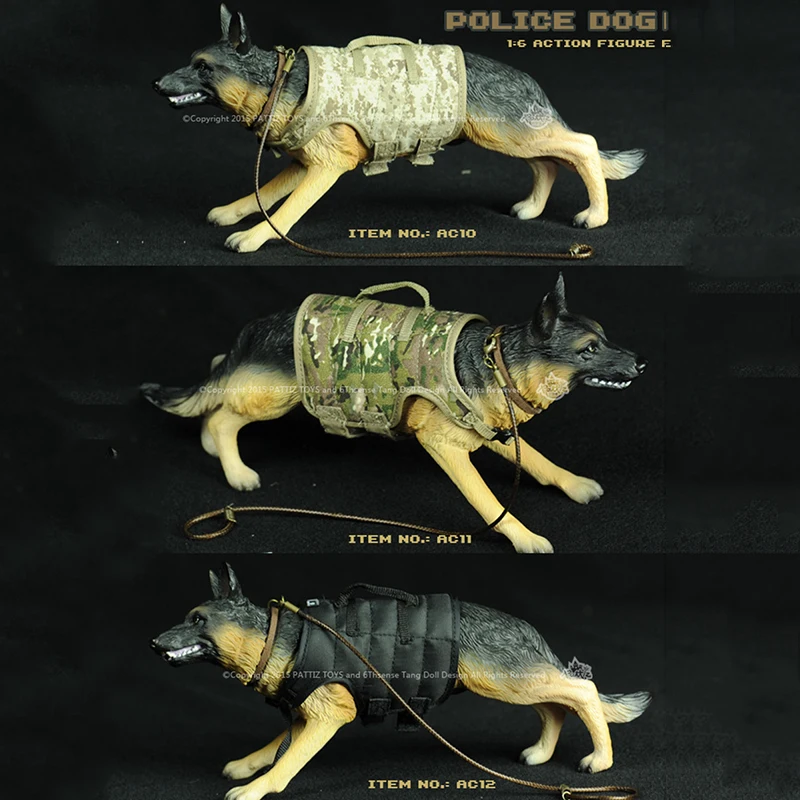 

3 Colors 1/6 German Shepherd Police Dog Models for 12'' Action Figures Bodies