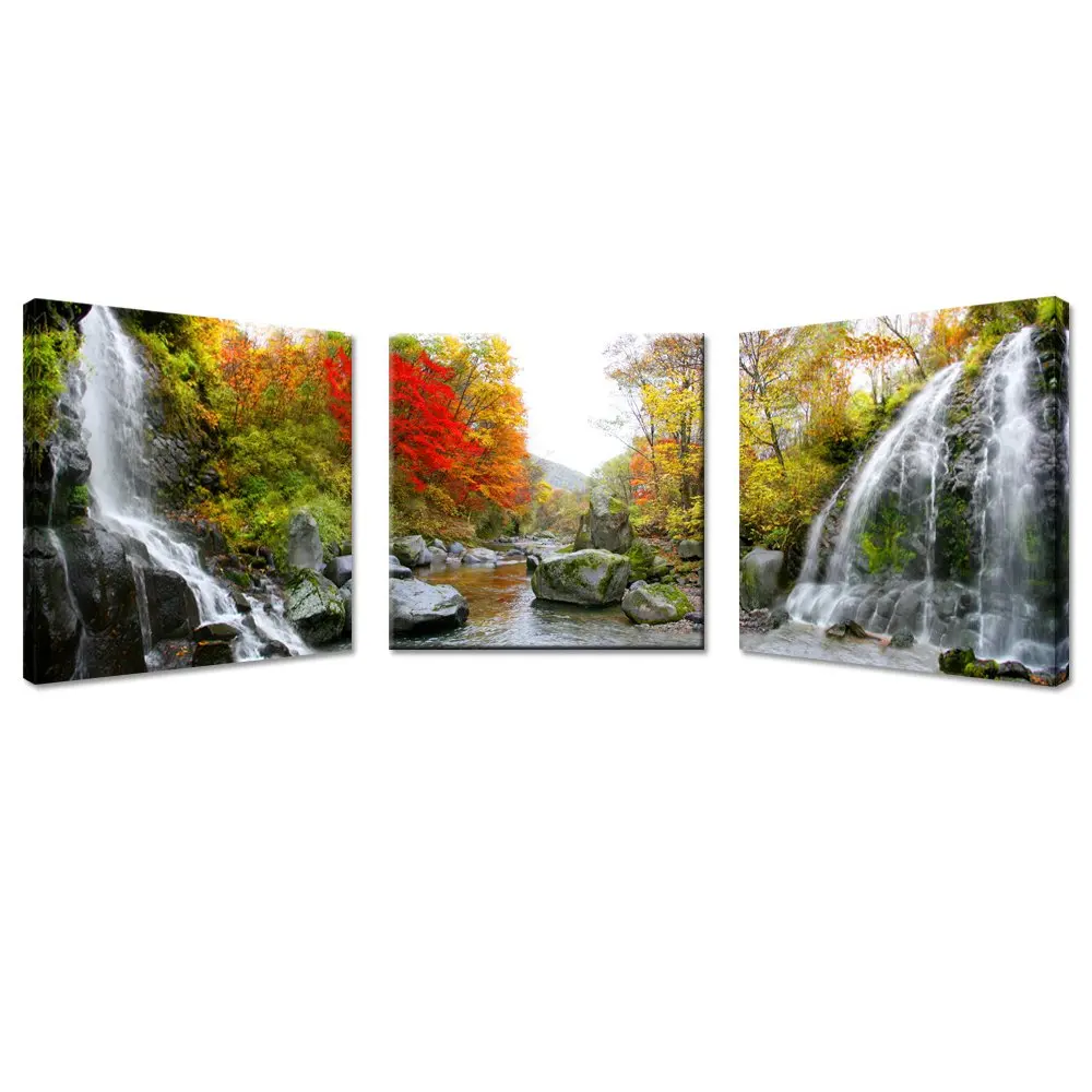 

Canvas Print Landscape Canvas Wall Decor 3 Pieces Tree Canvas Wall Art - Waterfall Photo Canvas Art Print Drop shipping