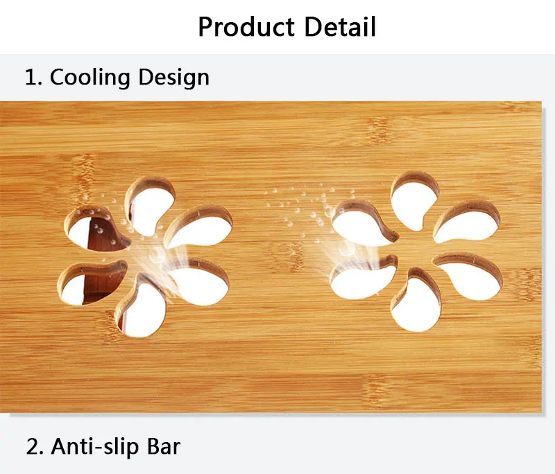 Складной Портативный Бамбуковый стол для ноутбука регулируемая кровать тетрадь стенд стол с двойной вентилятор охлаждения ящиком 50*30 см
