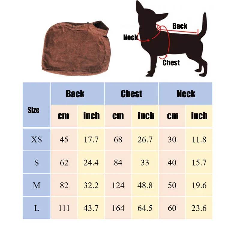 Банный халат для собак, одежда для домашних животных, впитывающее быстрое высыхание полотенце для маленьких, средних и больших собак, банное полотенце коричневого XS-L