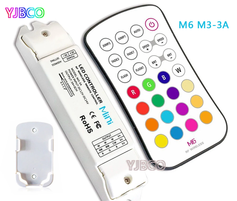 

DC12V Led RGB Strip Mini Controller RF Remote Panel Wireless CV Constant Voltage Receiver M6+M3-3A for LED RGB lights tape
